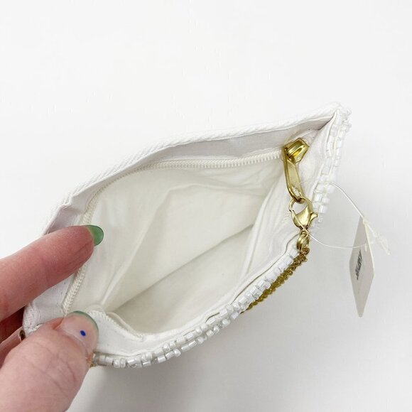 Love Heart Beaded Zip Pouch Gold Chain Handle - Picture 7 of 7